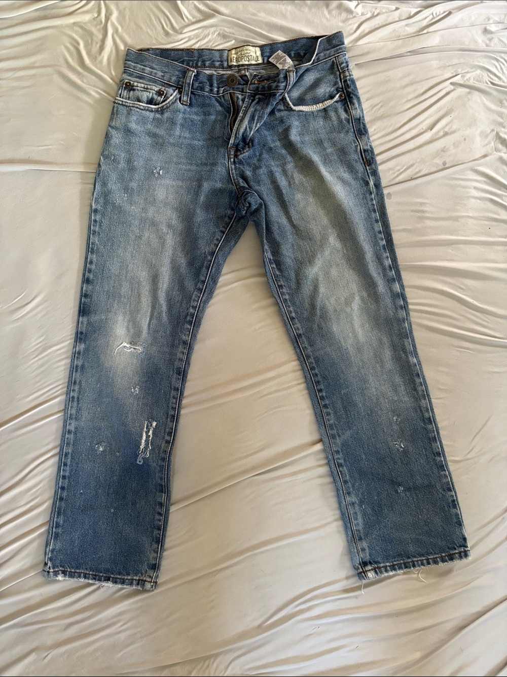 Aeropostale Men's Faded Blue Straight Jeans